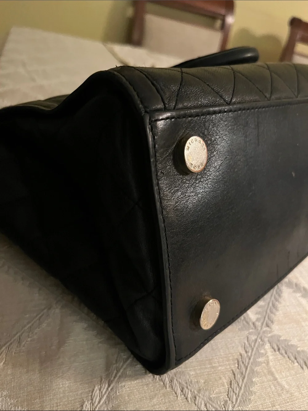 Michael Kors Selma Black Quilted Satchel with Gold Hardware